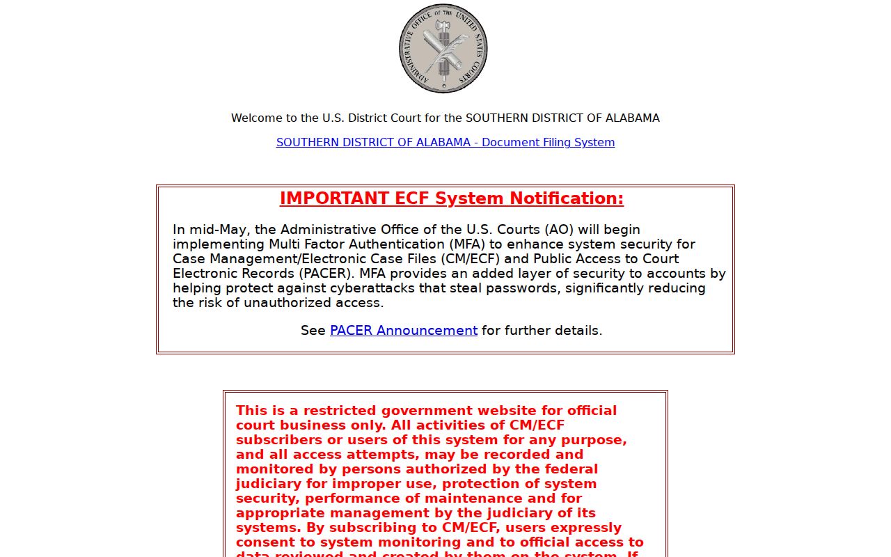 Hale County federal case lookup through Southern District CM ECF